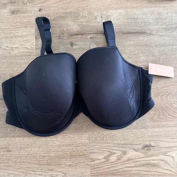 Thirdlove Classic 24/7 T Shirt Bra Solid Black Adjustable Size 42F NWT - Picture 2 of 8